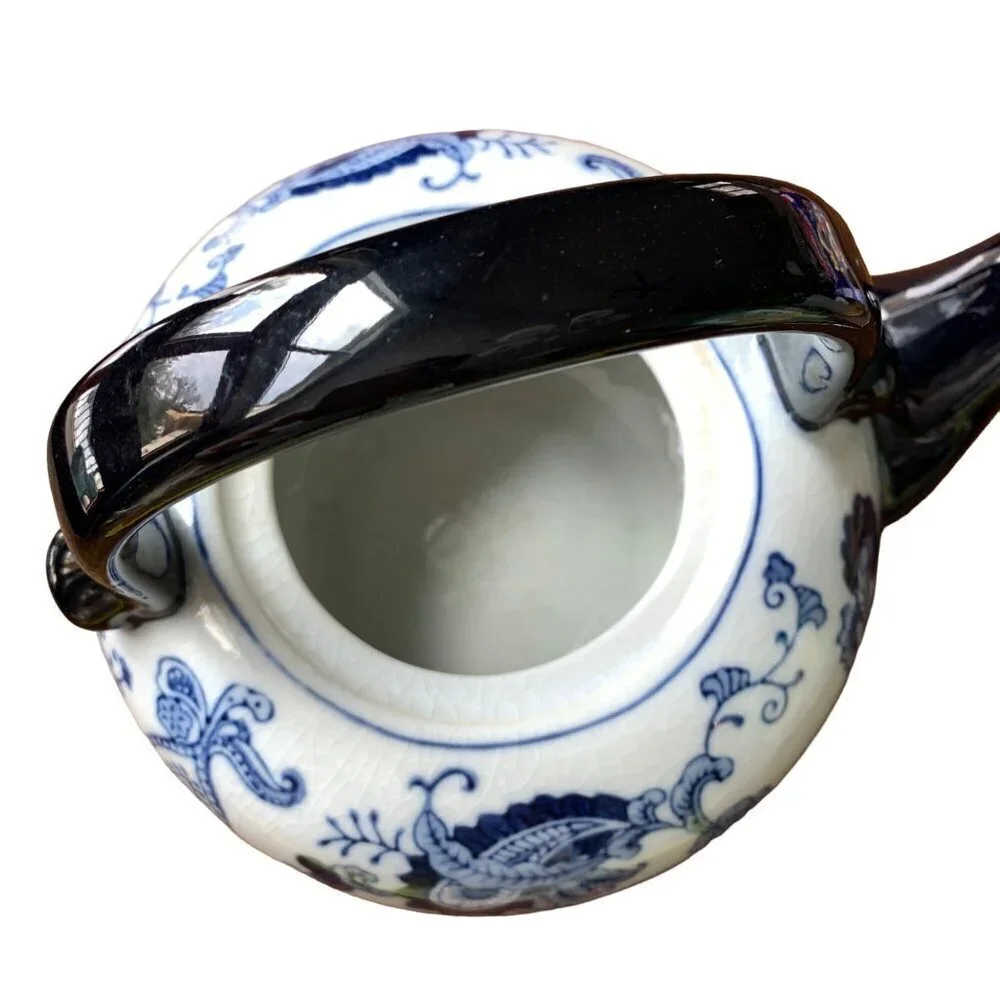 Pier 1 Imports Chinoiserie Blue White Floral Ceramic Teapot